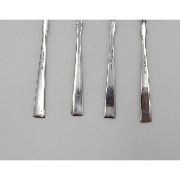 Stainless Steel Japan Dessert Salad Forks Rose Accented Motif Handle Flatware 4P - Picture 5 of 9
